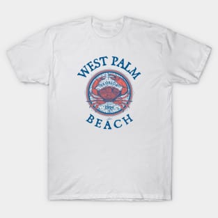 West Palm Beach, Florida, with Stone Crab on Wind Rose T-Shirt